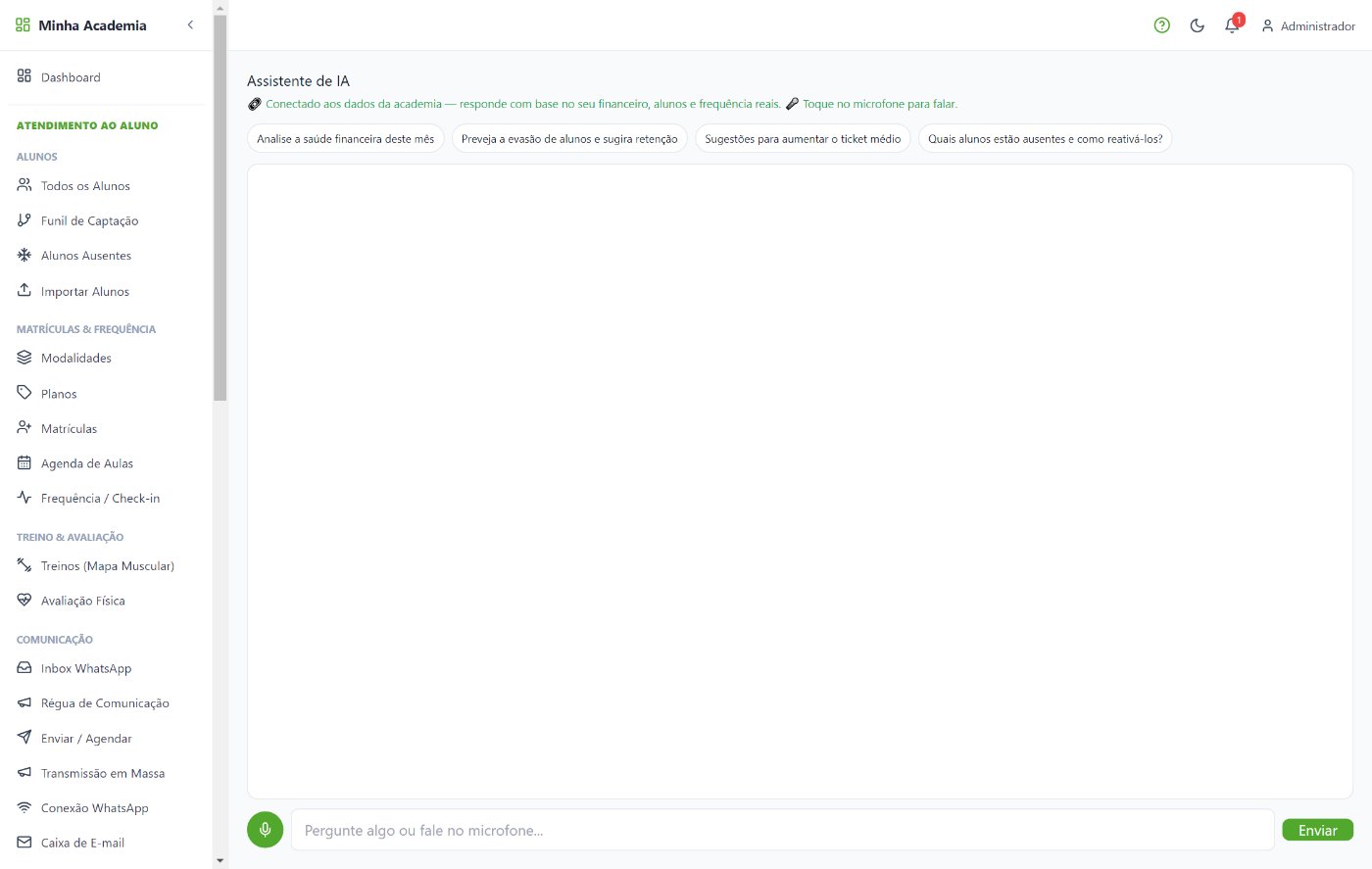 Assistente de IA conectado aos dados da academia
