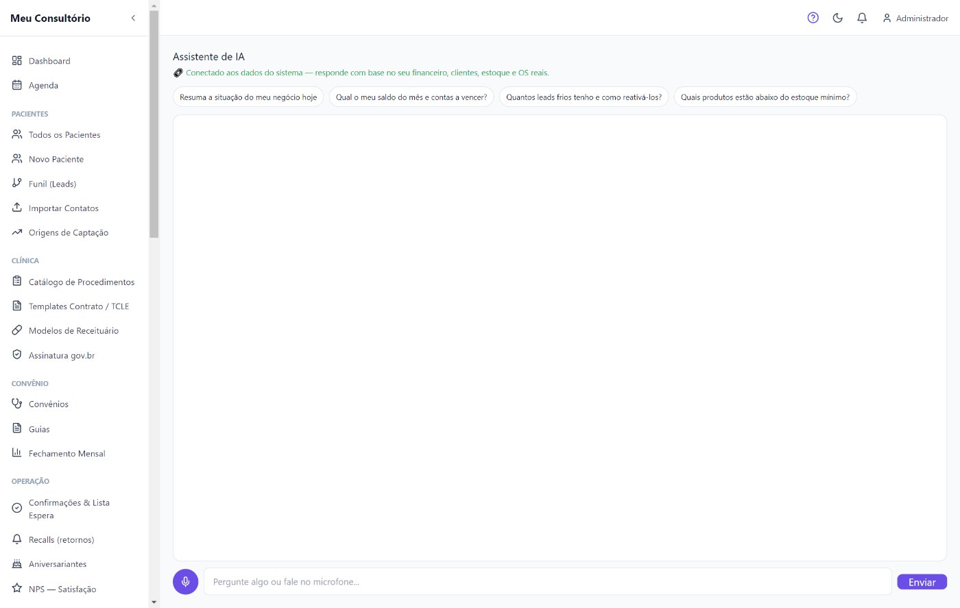Assistente de IA do IADent conectado aos dados da clínica